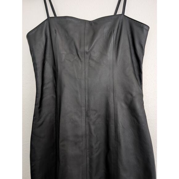 8 by YOOX Italian Leather Pencil Mid-Long Dress Black IT Size 40 US Size 4 Small - Picture 6 of 12